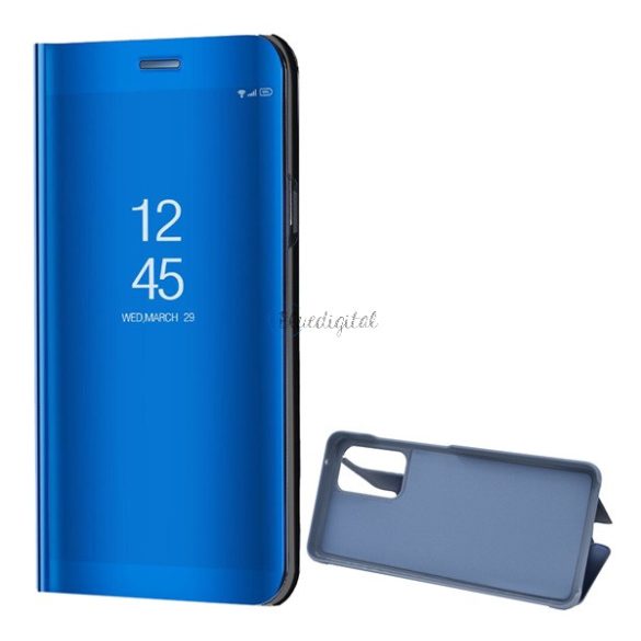 Tok álló (aktív FLIP, oldalra nyíló, asztali tartó funkció, tükrös felület, Mirror View Case) KÉK Samsung Galaxy A52 5G (SM-A526F), Samsung Galaxy A52 4G (SM-A525F), Samsung Galaxy A52s 5G 