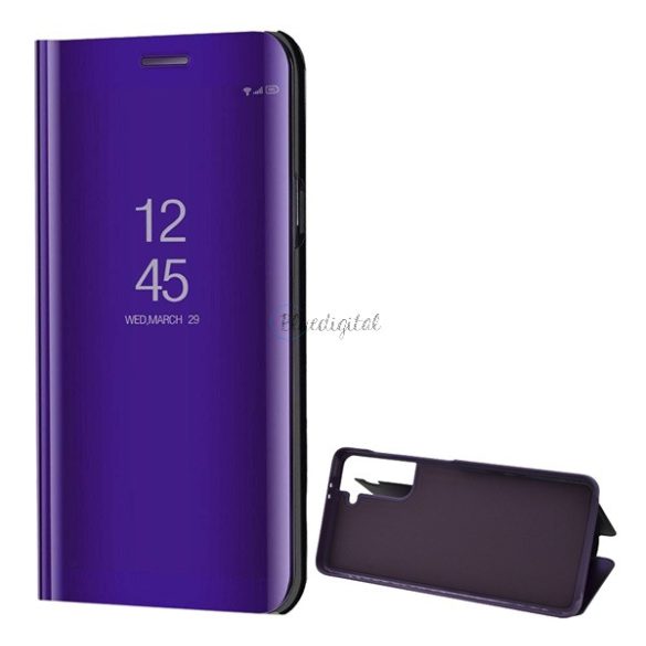 Tok álló (aktív FLIP, oldalra nyíló, asztali tartó funkció, tükrös felület, Mirror View Case) LILA Samsung Galaxy S21 (SM-G991) 5G