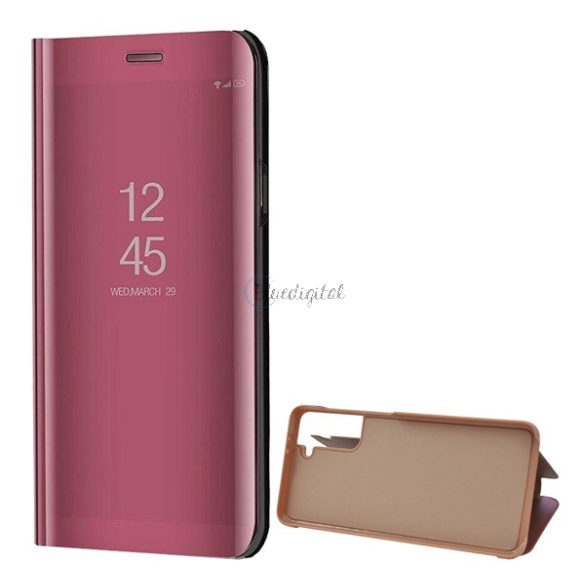 Tok álló (aktív FLIP, oldalra nyíló, asztali tartó funkció, tükrös felület, Mirror View Case) ROZÉARANY Samsung Galaxy S21 Plus (SM-G996) 5G