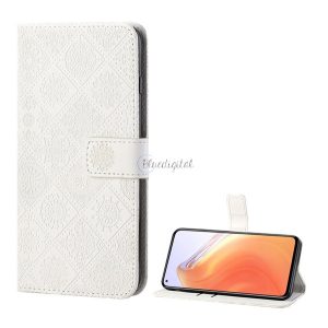 Tok álló, bőr hatású (FLIP, oldalra nyíló, asztali tartó funkció, 3D hatás, virág minta) FEHÉR Xiaomi Mi 10T Pro 5G, Xiaomi Mi 10T 5G