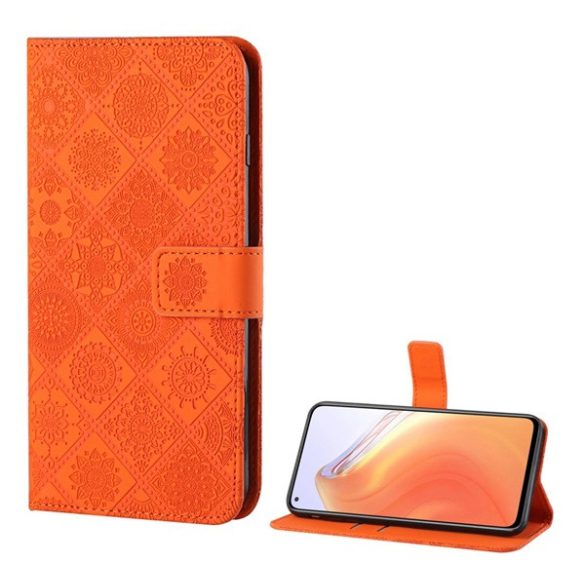 Tok álló, bőr hatású (FLIP, oldalra nyíló, asztali tartó funkció, 3D hatás, virág minta) NARANCS Xiaomi Mi 10T Pro 5G, Xiaomi Mi 10T 5G