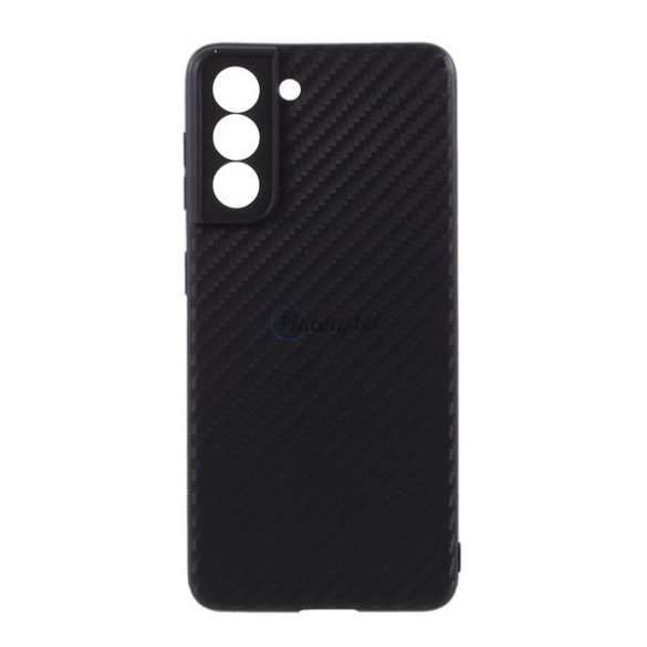 Szilikon telefonvédő (karbon minta) FEKETE Samsung Galaxy S21 (SM-G991) 5G