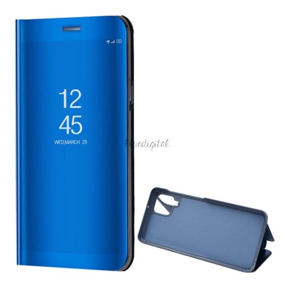 Tok álló (aktív FLIP, oldalra nyíló, asztali tartó funkció, tükrös felület, Mirror View Case) KÉK Samsung Galaxy A12 (SM-A125F / SM-A127F)