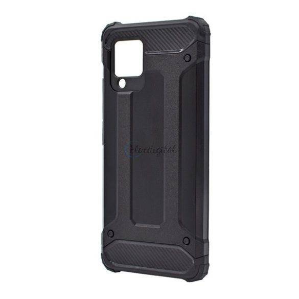 Defender műanyag telefonvédő (közepesen ütésálló, légpárnás sarok, szilikon belső, fémhatás) FEKETE Samsung Galaxy A42 5G (SM-A425F)