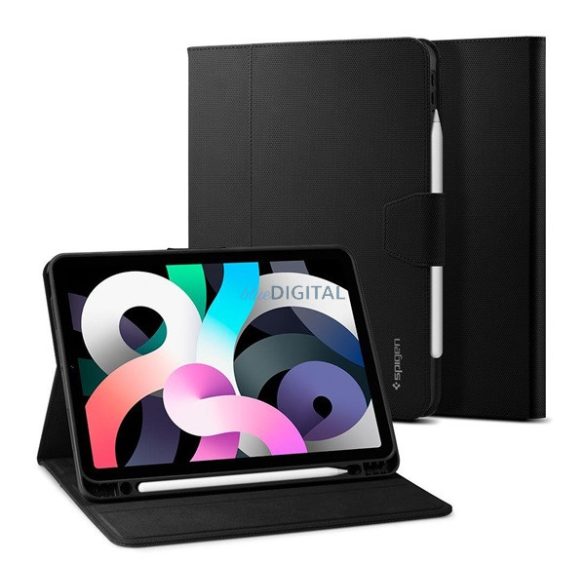 SPIGEN LIQUID AIR szilikon tok (aktív FLIP, oldalra nyíló, TRIFOLD, asztali tartó, ceruza tartó) FEKETE Apple IPAD Air 11 (2025), IPAD Pro 11 (2022), IPAD Pro 11 (2021)