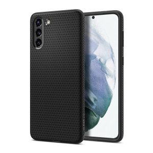 SPIGEN LIQUID AIR szilikon telefonvédő (közepesen ütésálló, légpárnás sarok, rombusz minta) FEKETE Samsung Galaxy S21 (SM-G991) 5G