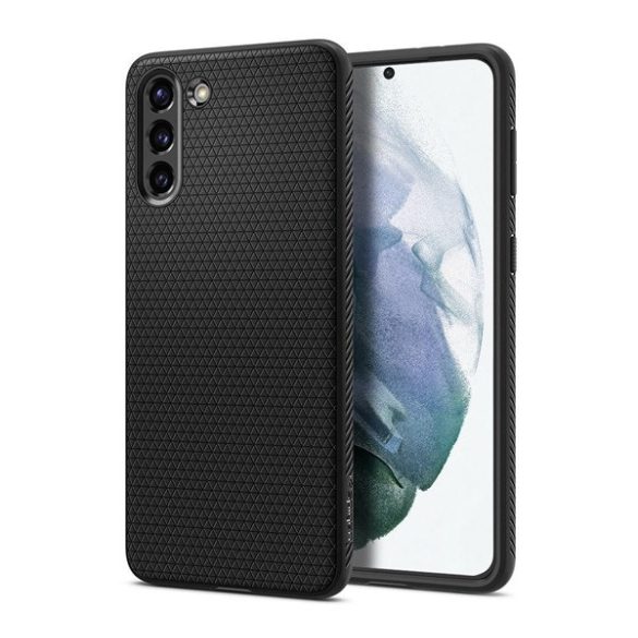 SPIGEN LIQUID AIR szilikon telefonvédő (közepesen ütésálló, légpárnás sarok, rombusz minta) FEKETE Samsung Galaxy S21 (SM-G991) 5G