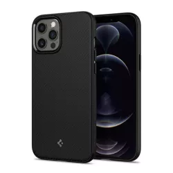   SPIGEN MAG ARMOR műanyag telefonvédő (közepesen ütésálló, Apple Magsafe kompatibilis, csíkos minta) FEKETE Apple iPhone 12, Apple iPhone 12 Pro