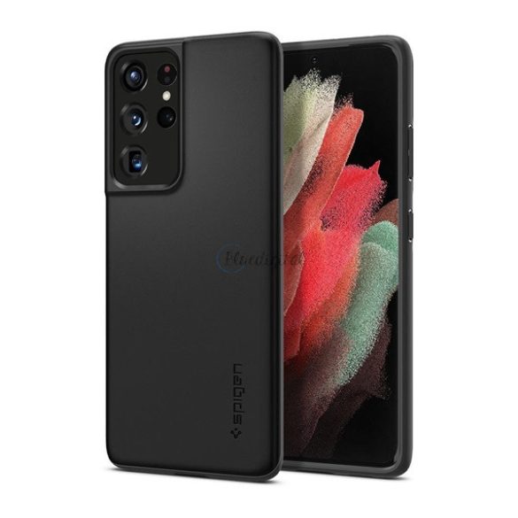 SPIGEN THIN FIT műanyag telefonvédő (matt, ultravékony, kamera védelem) FEKETE Samsung Galaxy S21 Ultra (SM-G998) 5G