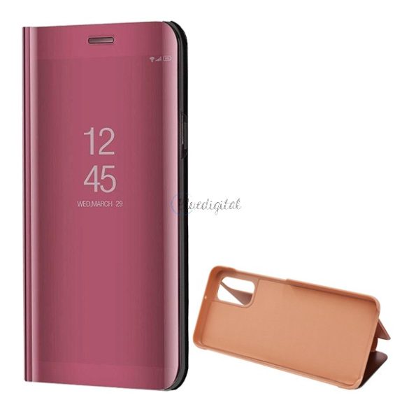 Tok álló (aktív FLIP, oldalra nyíló, asztali tartó funkció, tükrös felület, Mirror View Case) ROZÉARANY Samsung Galaxy A32 5G (SM-A326)