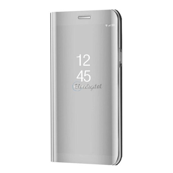 Tok álló (aktív FLIP, oldalra nyíló, asztali tartó funkció, tükrös felület, Mirror View Case) EZÜST Samsung Galaxy A52 4G (SM-A525F), Samsung Galaxy A52 5G (SM-A526F), Samsung Galaxy A52s 5