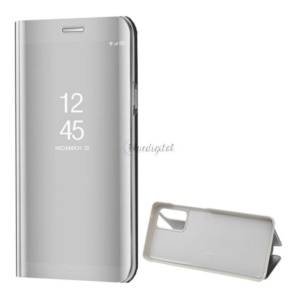 Tok álló (aktív FLIP, oldalra nyíló, asztali tartó funkció, tükrös felület, Mirror View Case) EZÜST Samsung Galaxy A72 5G (SM-A726F), Samsung Galaxy A72 4G (SM-A725F)