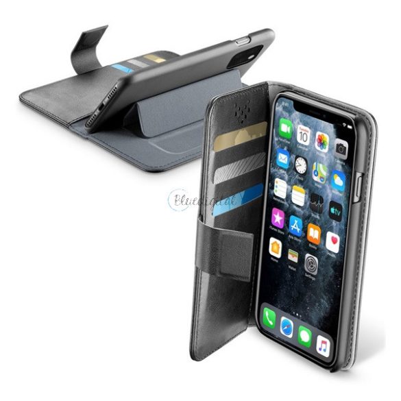 CELLULARLINE BOOK AGENDA tok álló, bőr hatású (FLIP, oldalra nyíló, asztali tartó funkció, RFID védelem) FEKETE Apple iPhone 11 Pro