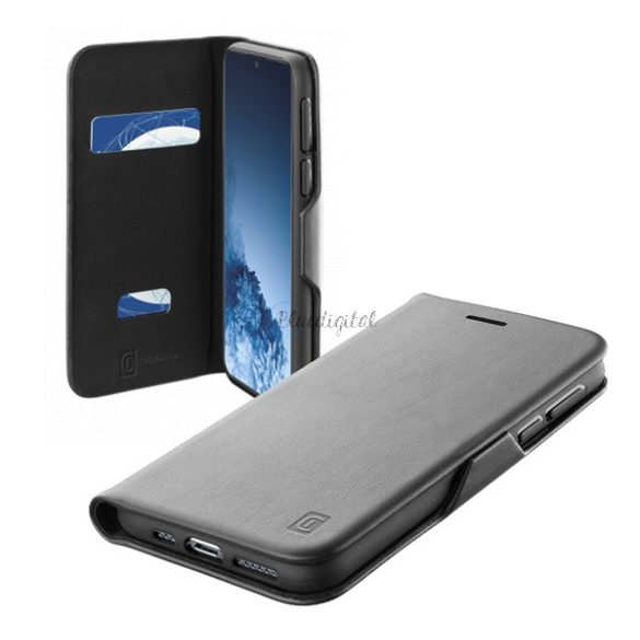 CELLULARLINE BOOK CLUTCH tok álló, bőr hatású (FLIP, oldalra nyíló, bankkártyatartó funkció) FEKETE Samsung Galaxy S21 Plus (SM-G996) 5G