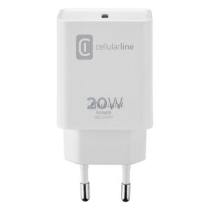 CELLULARLINE hálózati töltő Type-C aljzat (20W, PD gyorstöltő) FEHÉR