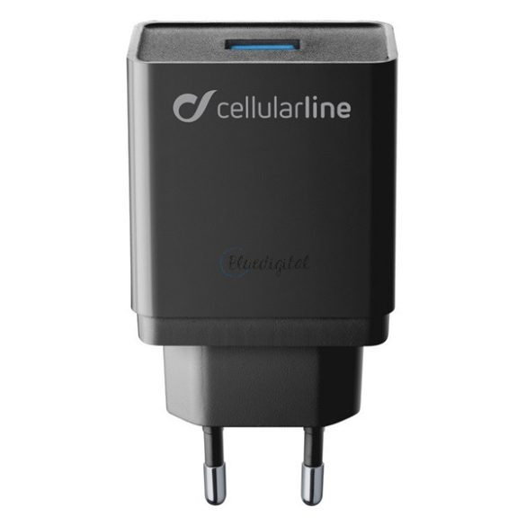 CELLULARLINE hálózati töltő USB aljzat (18W, PD gyorstöltő, QI töltő kompatibilis) FEKETE