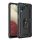 Defender műanyag telefonvédő (közepesen ütésálló, szilikon belső, telefontartó gyűrű, beépített fémlemez) FEKETE Samsung Galaxy A12 (SM-A125F / SM-A127F)
