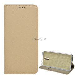   Tok álló, bőr hatású (FLIP, oldalra nyíló, asztali tartó funkció, rombusz minta) ARANY Alcatel 3L (2019) OT-5034D