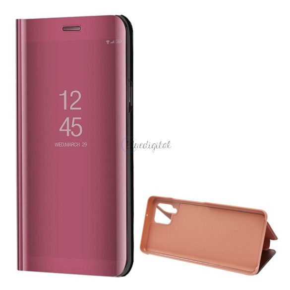 Tok álló (aktív FLIP, oldalra nyíló, asztali tartó funkció, tükrös felület, Mirror View Case) ROZÉARANY Samsung Galaxy A42 5G (SM-A425F)