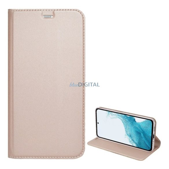 Tok álló, bőr hatású (FLIP, oldalra nyíló, asztali tartó funkció) ROZÉARANY Xiaomi Mi 11i, Xiaomi Poco F3, Xiaomi Redmi K40, Xiaomi Redmi K40 Pro