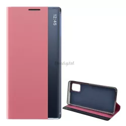   Tok álló, textil hatású (aktív FLIP, oldalra nyíló, asztali tartó funkció, Smart View Cover) RÓZSASZÍN Samsung Galaxy M31s (SM-M317F)