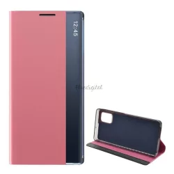   Tok álló, textil hatású (aktív FLIP, oldalra nyíló, asztali tartó funkció, Smart View Cover) RÓZSASZÍN Samsung Galaxy M51 (SM-M515F)