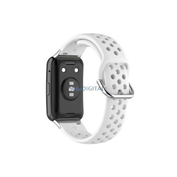 Pótszíj (egyedi méret, szilikon, lyukacsos, légáteresztő) FEHÉR Huawei Watch Fit