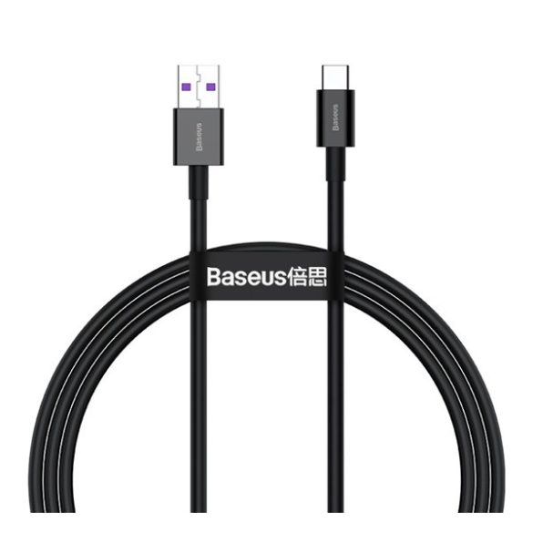 BASEUS adatkábel (USB - Type-C, 66W, törésgátló, gyorstöltő, 200cm) FEKETE