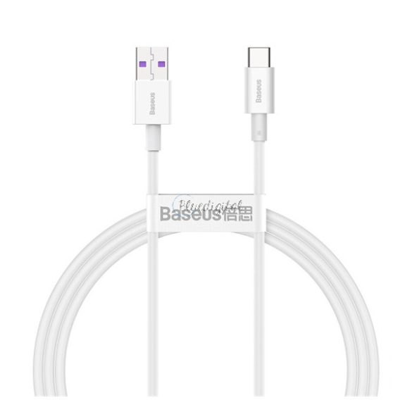 BASEUS adatkábel (USB - Type-C, 66W, törésgátló, gyorstöltő, 100cm) FEHÉR