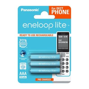 PANASONIC ENELOOP LITE elem (AAA, BK-4LCCE, 1.2V, 550mAh Ni-MH, újratölthető) 3db/csomag