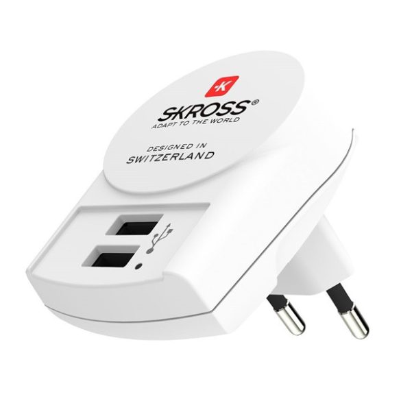 SKROSS hálózati töltő 2 USB aljzat (12W) FEHÉR