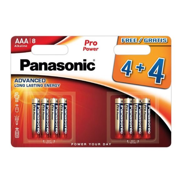 PANASONIC PRO POWER tartós elem (AAA, LR03PPG, 1.5V, alkáli) 8db/csomag