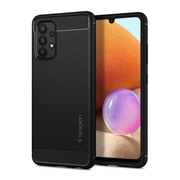 SPIGEN RUGGED ARMOR szilikon telefonvédő (közepesen ütésálló, légpárnás sarok, karbon minta) FEKETE Samsung Galaxy A52 5G (SM-A526F), Samsung Galaxy A52 4G (SM-A525F), Samsung Galaxy A52s 5G