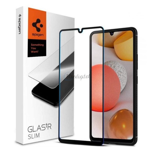 SPIGEN FC képernyővédő üveg (2.5D, ujjlenyomatmentes, extra karcálló, 9H, ultravékony, 0.3mm, színkiemelés) FEKETE Samsung Galaxy A42 5G (SM-A425F)