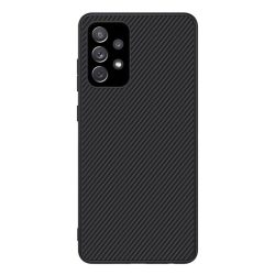   NILLKIN SYNTHETIC FIBER műanyag telefonvédő (környezetbarát, karbon minta) FEKETE Samsung Galaxy A72 4G (SM-A725F), Samsung Galaxy A72 5G (SM-A726F)