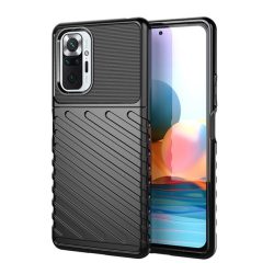   Szilikon telefonvédő (közepesen ütésálló, csíkos, dombor minta) FEKETE Xiaomi Redmi Note 10 Pro 4G