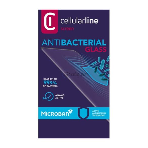 CELLULARLINE ANTIBIOM képernyővédő üveg (antibakteriális, ultravékony, 9H) FEKETE Samsung Galaxy A21s (SM-A217F)