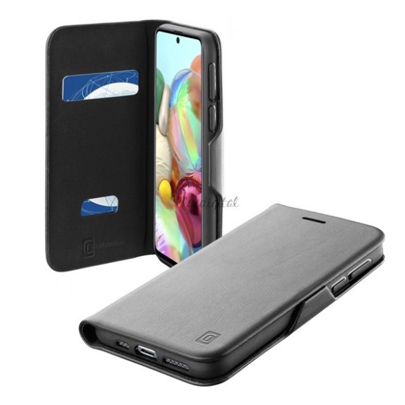 CELLULARLINE BOOK CLUTCH tok álló, bőr hatású (FLIP, oldalra nyíló, bankkártyatartó funkció) FEKETE Samsung Galaxy A72 4G (SM-A725F), Samsung Galaxy A72 5G (SM-A726F)