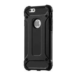   Defender műanyag telefonvédő (közepesen ütésálló, légpárnás sarok, szilikon belső, fémhatás) FEKETE Apple iPhone 6S 4.7, Apple iPhone 6 4.7