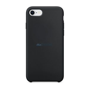 Szilikon telefonvédő (matt, mikrofiber plüss karcolásmentesítő belső, prémium) FEKETE Apple iPhone SE 3 (2022), iPhone SE 2 (2020), iPhone 8 4.7
