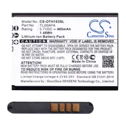   CAMERON SINO Li-Ion akku (3.7V/400mAh, Alcatel TLi004FA kompatibilis) FEKETE Alcatel OT-1010, Alcatel OT-1016, Alcatel OT-1050D, Alcatel OT-1046D, Alcatel OT-1035, Alcatel OT-1052, Alcatel OT-1066D