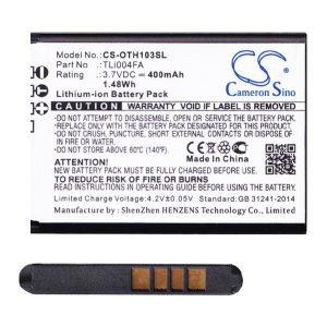 CAMERON SINO Li-Ion akku (3.7V/400mAh, Alcatel TLi004FA kompatibilis) FEKETE Alcatel OT-1010, Alcatel OT-1016, Alcatel OT-1050D, Alcatel OT-1046D, Alcatel OT-1035, Alcatel OT-1052, Alcatel OT-1066D