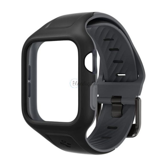 SPIGEN LIQUID AIR PRO pótszíj (egyedi méret, szilikon, állítható + szilikon keret) FEKETE Apple Watch Series 6 40mm, Apple Watch Series SE 40mm, Apple Watch Series 4 40mm, Apple Watch Series 5 4