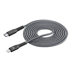   CELLULARLINE adatkábel (Type-C - lightning, gyorstöltő, 120cm, kevlár borítás, MFI) FEKETE
