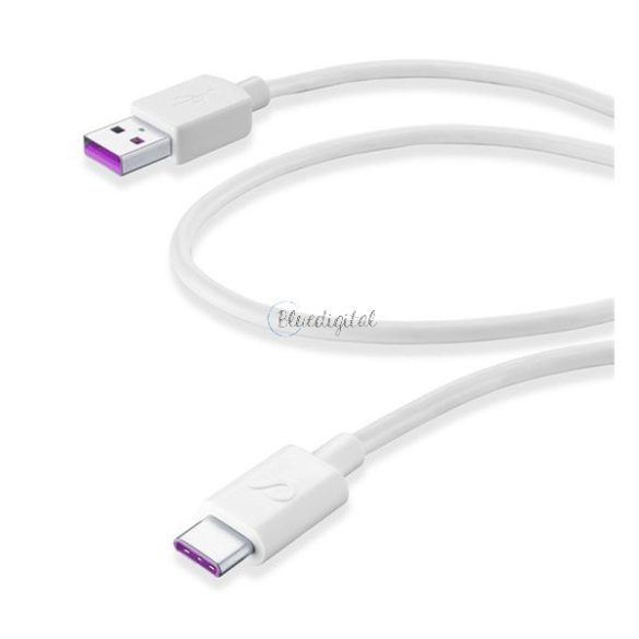 CELLULARLINE adatkábel (USB - Type-C, SuperCharge gyorstöltő, 120cm) FEHÉR