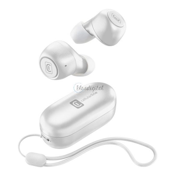 CELLULARLINE PICK bluetooth fülhallgató SZTEREO (v5.0, TWS, mini, mikrofon, zajszűrő + töltőtok + csuklópánt) FEHÉR