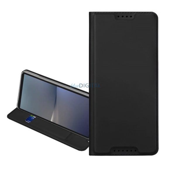 DUX DUCIS SKIN PRO tok álló, bőr hatású (FLIP, oldalra nyíló, kártyazseb, asztali tartó) FEKETE Xiaomi Redmi Note 10 Pro 4G