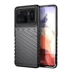   Szilikon telefonvédő (közepesen ütésálló, csíkos, dombor minta) FEKETE Xiaomi Mi 11 Ultra 5G