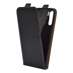   Tok álló, bőr hatású (FLIP, lefelé nyíló, szilikon tartó) FEKETE Oppo A91