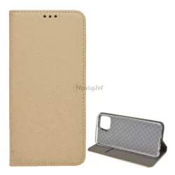   Tok álló, bőr hatású (FLIP, oldalra nyíló, asztali tartó funkció, rombusz minta) ARANY Oppo A73 4G